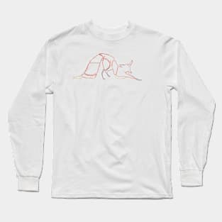 Fox sleepy yawning lineart Long Sleeve T-Shirt